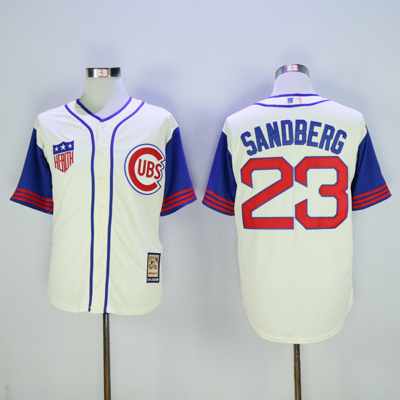 Men Chicago Cubs #23 Sandberg Cream Throwback 1942 MLB Jerseys